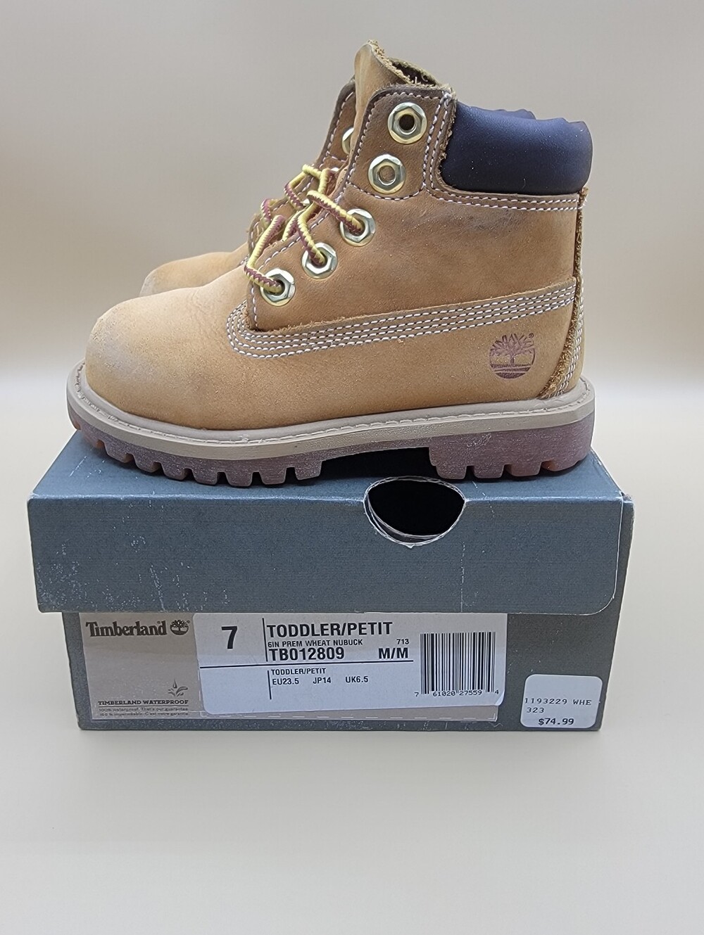 Timberland 6 inch Premium Toddler Kid's Boots Size 7C Wheat Brown Boy's Girl's